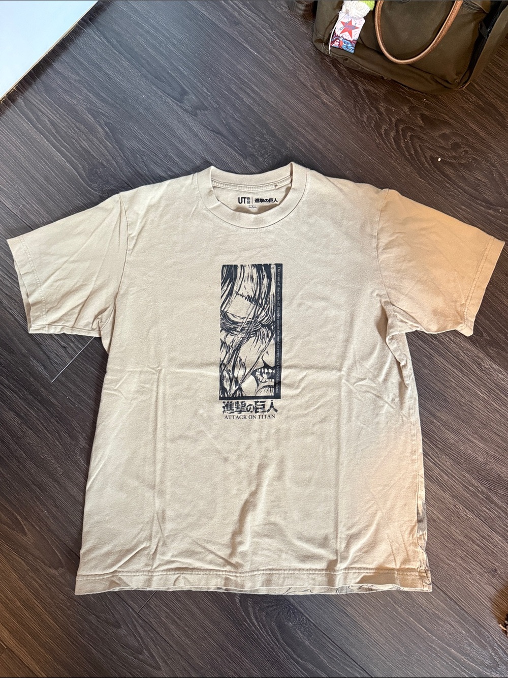 Tan Uniqlo Tshirt from Attack on Titan Collaboration